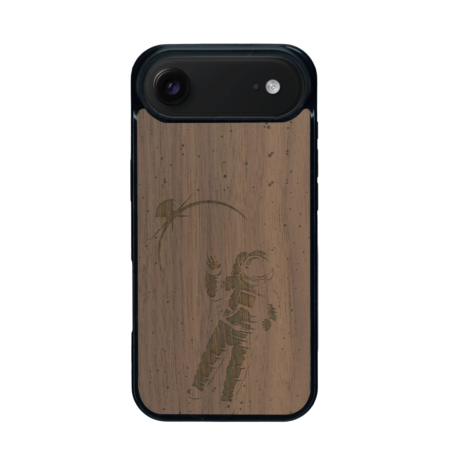 Coque de protection en bois véritable fabriquée en France pour iPhone 17 Air sur le thème des astronautes