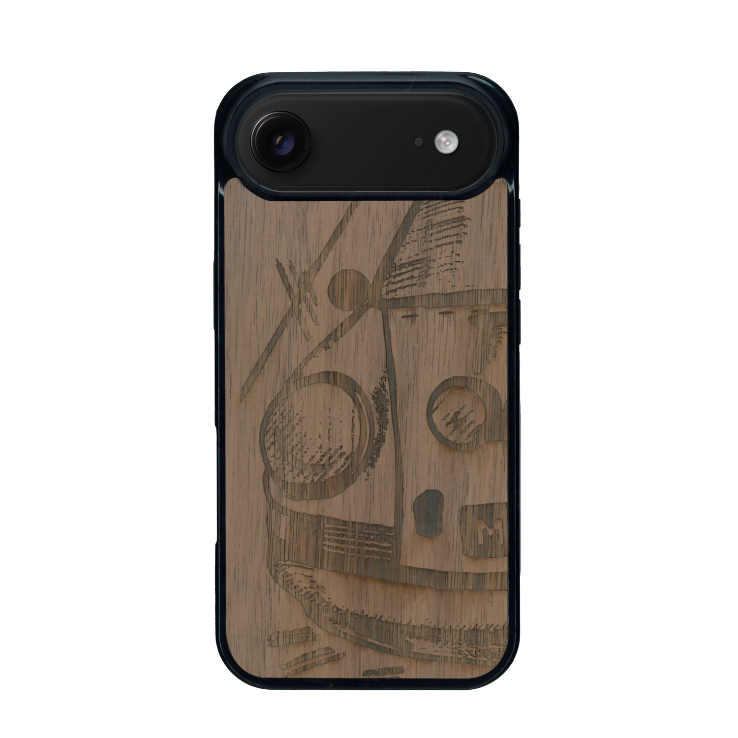 Coque de protection en bois véritable fabriquée en France pour iPhone 17 Air sur le thème de l'automobile avec une authentique Porsche
