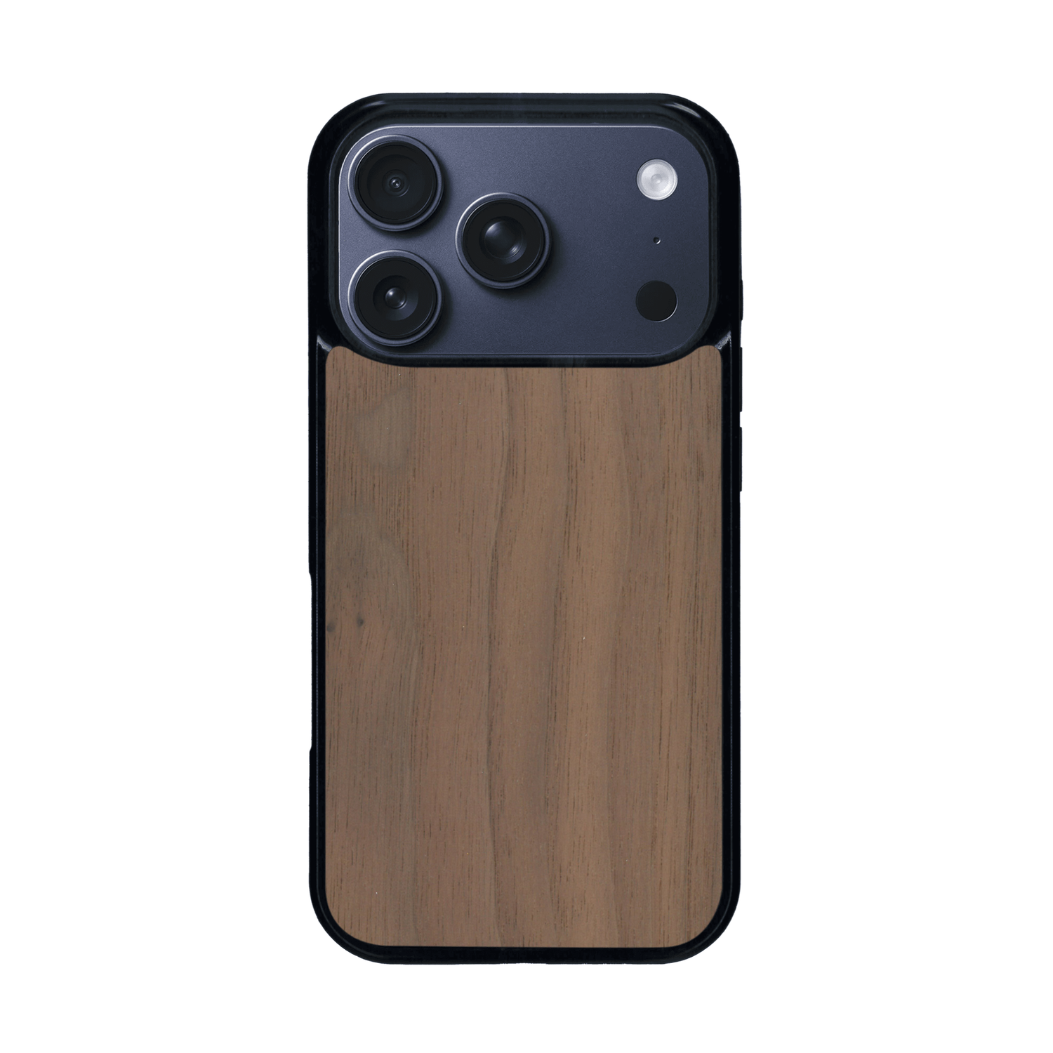 Coque de protection en bois véritable fabriquée en France pour iPhone 17 Pro sans gravure avec un design minimaliste et moderne