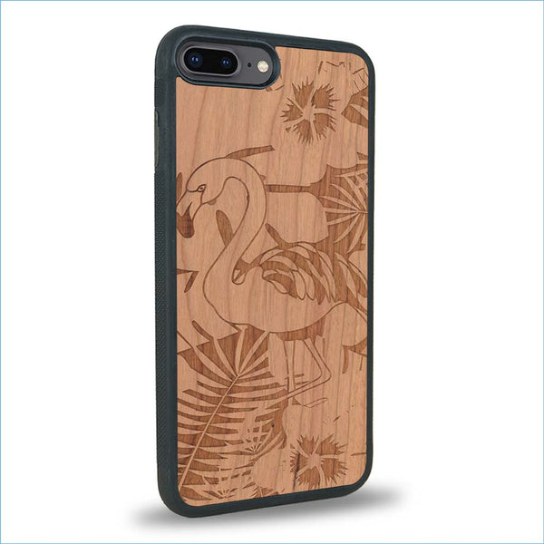 Coque iPhone 7 Plus / 8 Plus - Le Flamant Rose - Coque en bois