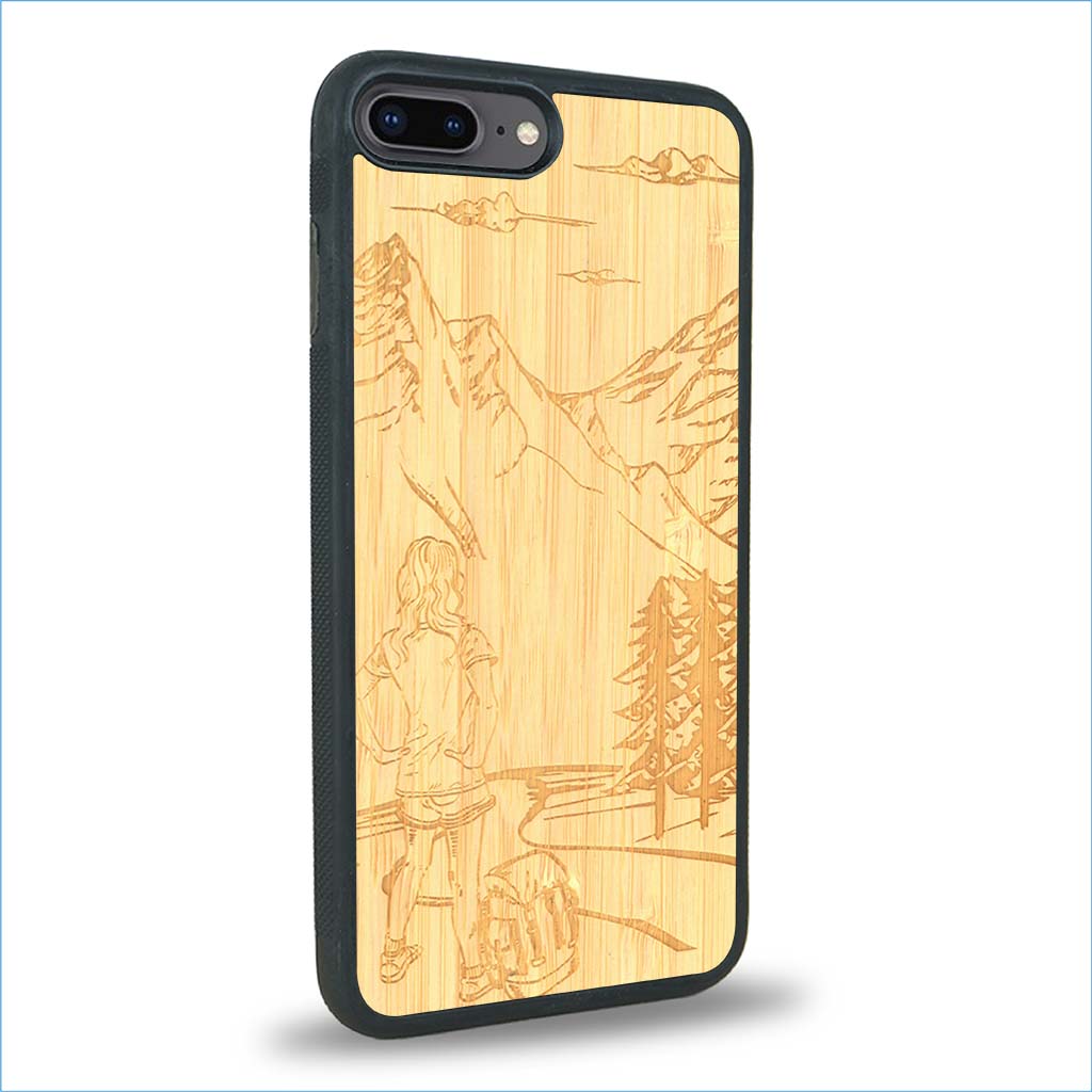 Coque iPhone 7 Plus / 8 Plus - L'Exploratrice - Coque en bois