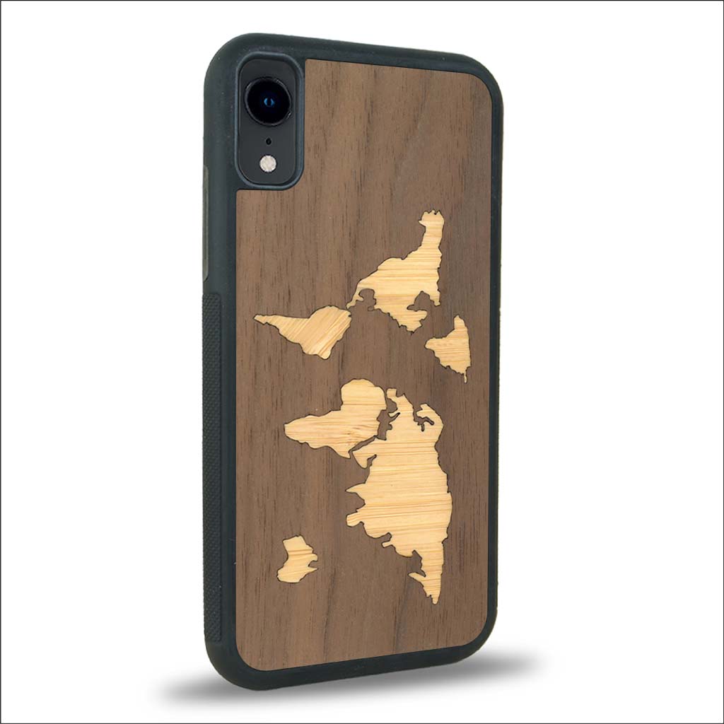 Coque iPhone XR - La Mappemonde - Coque en bois
