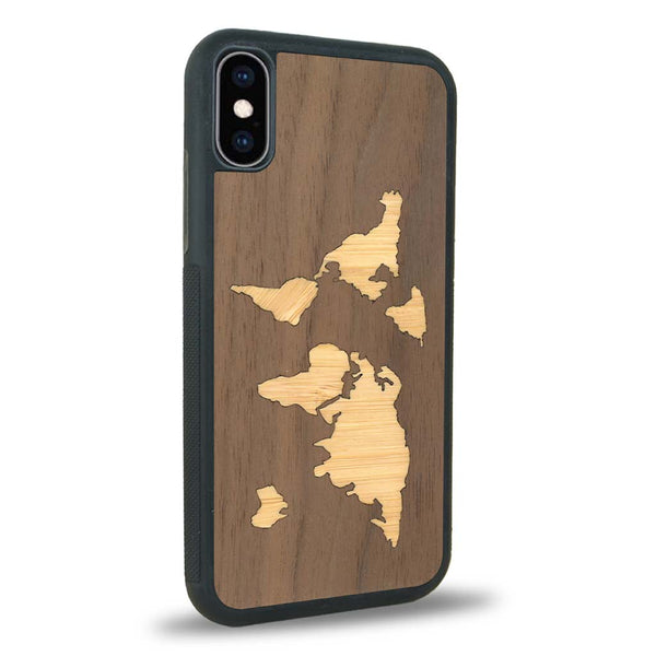 Coque iPhone XS - La Mappemonde - Coque en bois