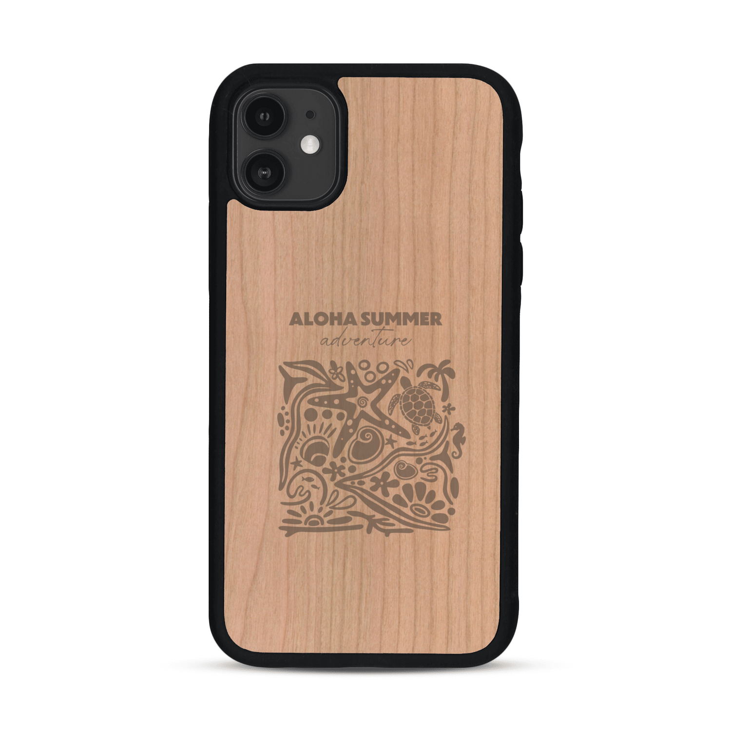 Coque de protection en bois véritable fabriquée en France pour  sur le thème de la plage, de l'été et vanlife.
