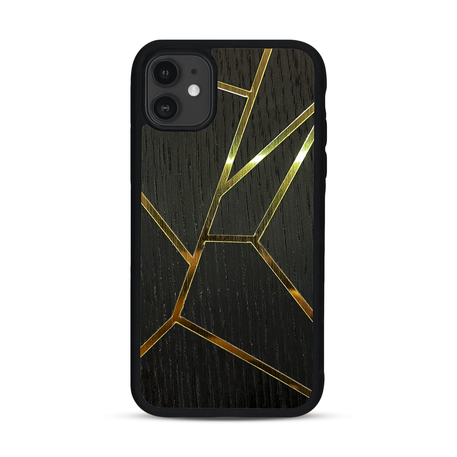 Coque de protection en bois véritable fabriquée en France pour  alliant plusieurs essences de bois pour représenter des fragments design