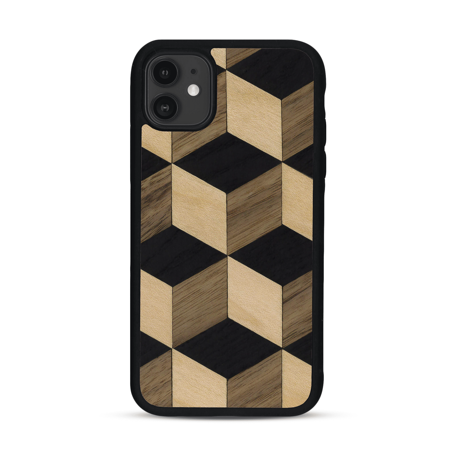 Coque de protection en bois véritable fabriquée en France pour  alliant plusieurs essences de bois pour représenter un classique intemporel de la marqueterie
