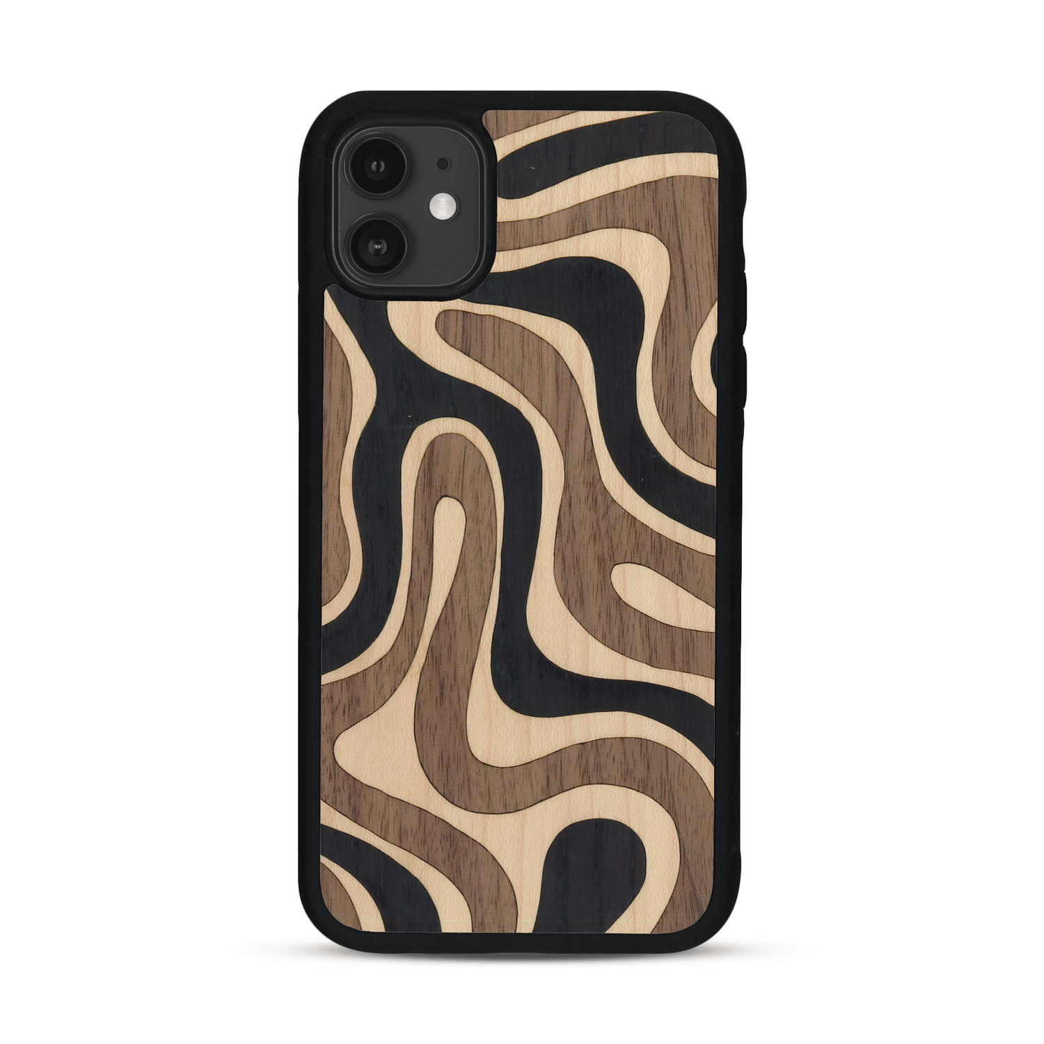 Coque de protection en bois véritable fabriquée en France pour  alliant plusieurs essences de bois pour représenter une ondulation