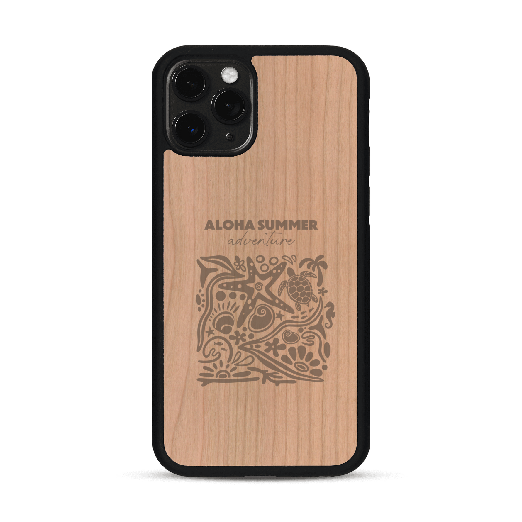 Coque de protection en bois véritable fabriquée en France pour  sur le thème de la plage, de l'été et vanlife.