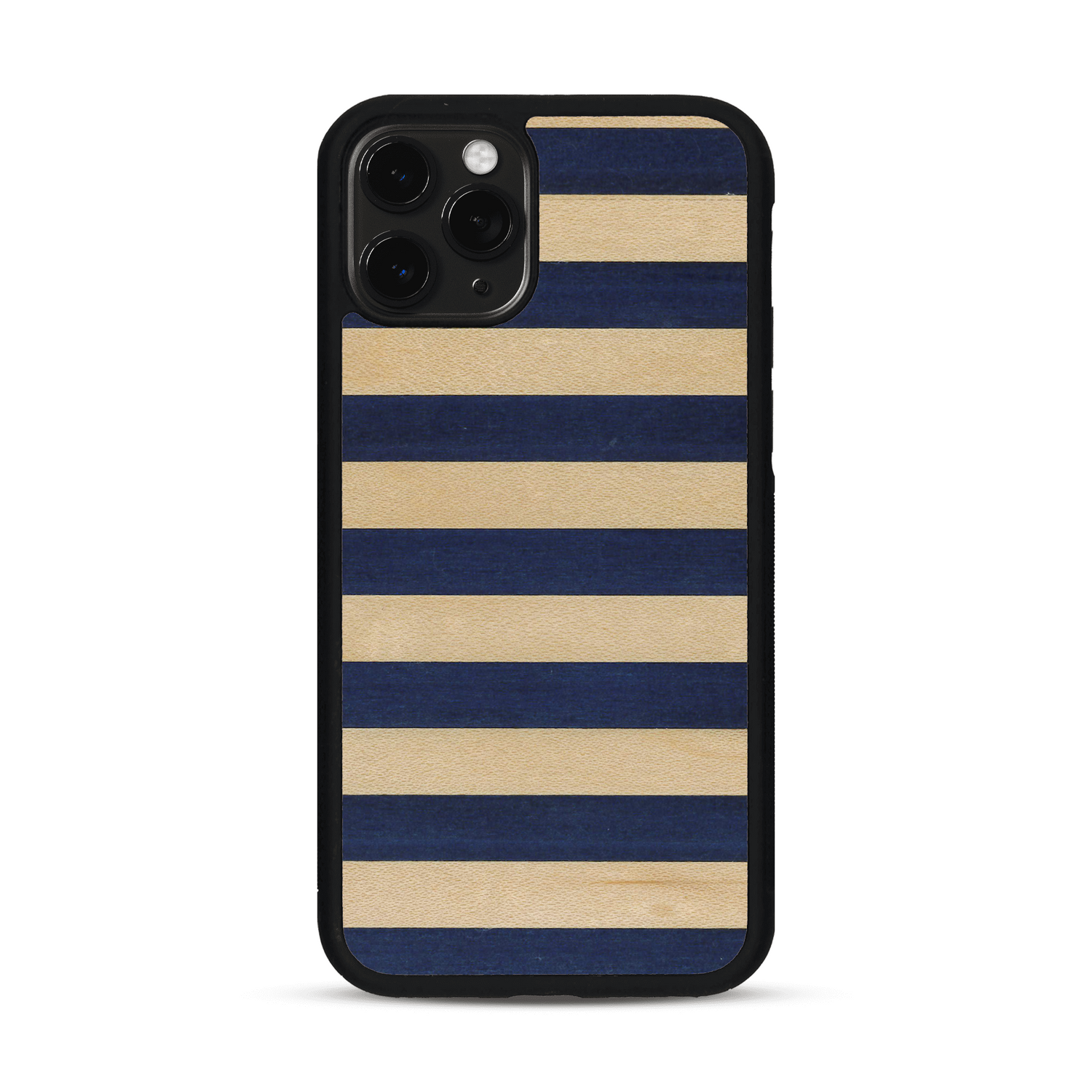 Coque de protection en bois véritable fabriquée en France pour  alliant plusieurs essences de bois pour représenter une marinière
