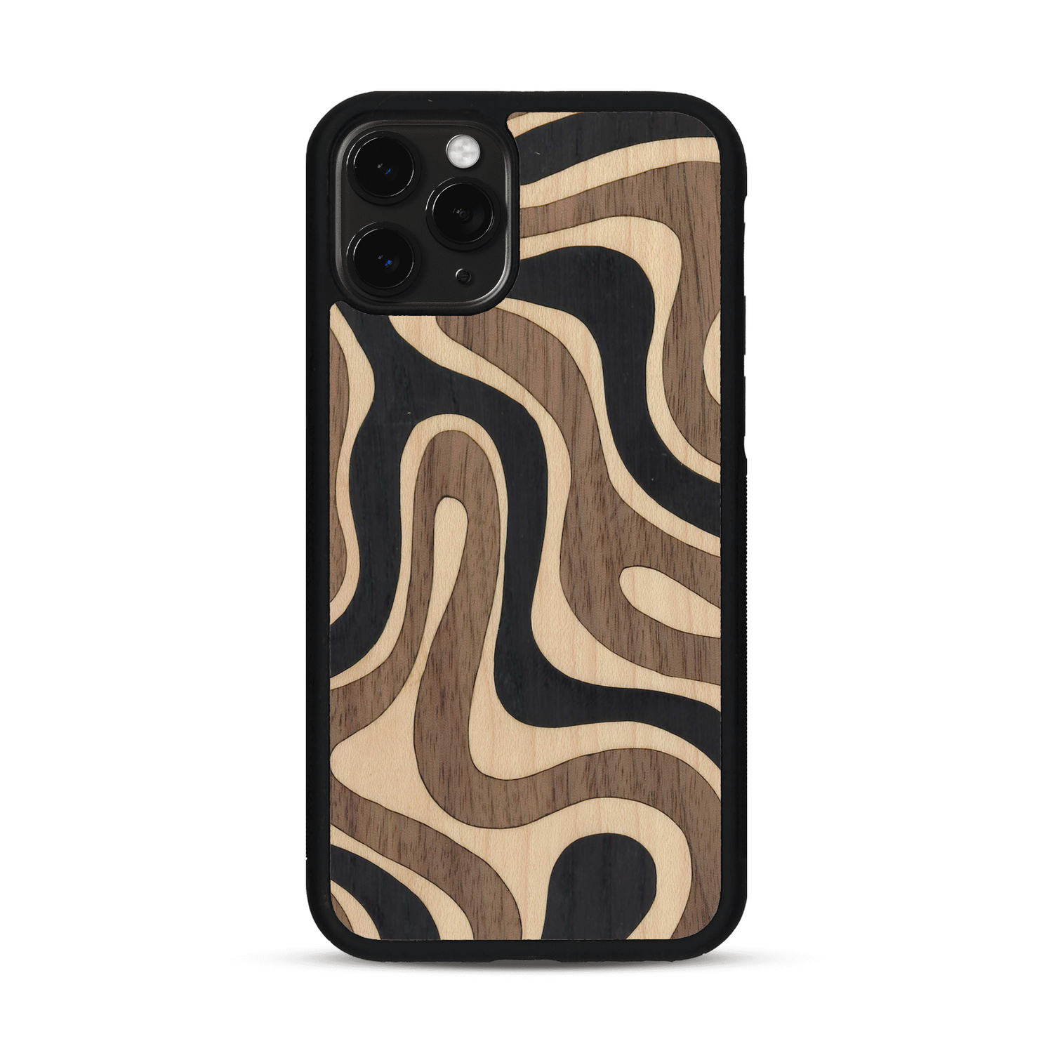 Coque de protection en bois véritable fabriquée en France pour  alliant plusieurs essences de bois pour représenter une ondulation