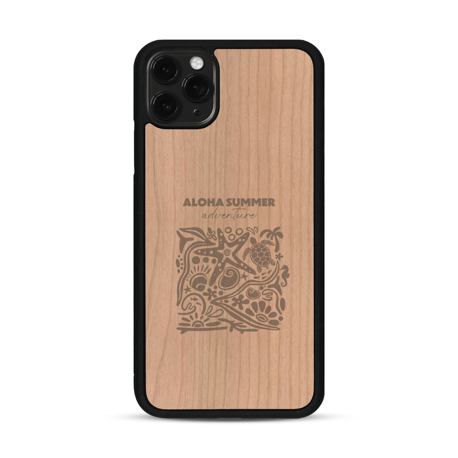 Coque de protection en bois véritable fabriquée en France pour  sur le thème de la plage, de l'été et vanlife.