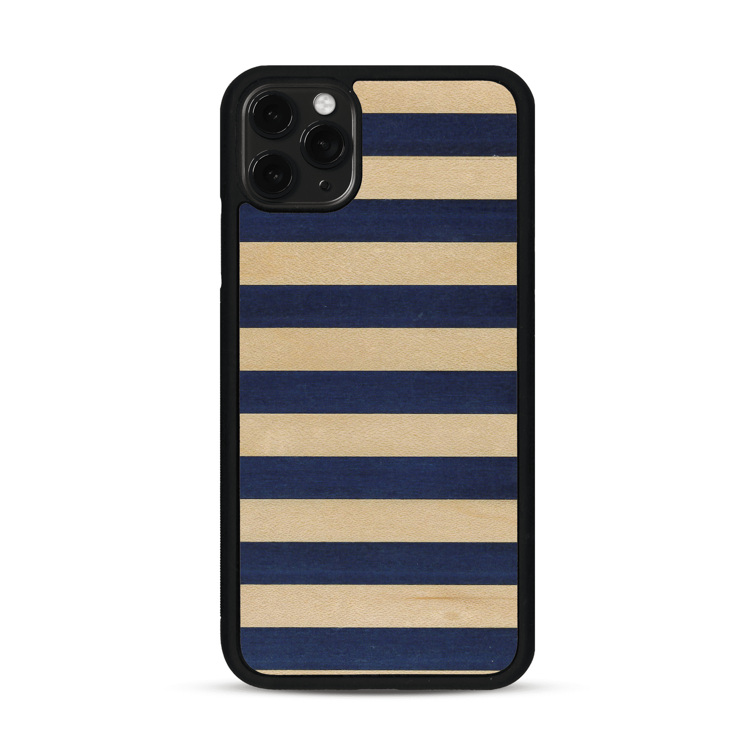 Coque de protection en bois véritable fabriquée en France pour  alliant plusieurs essences de bois pour représenter une marinière