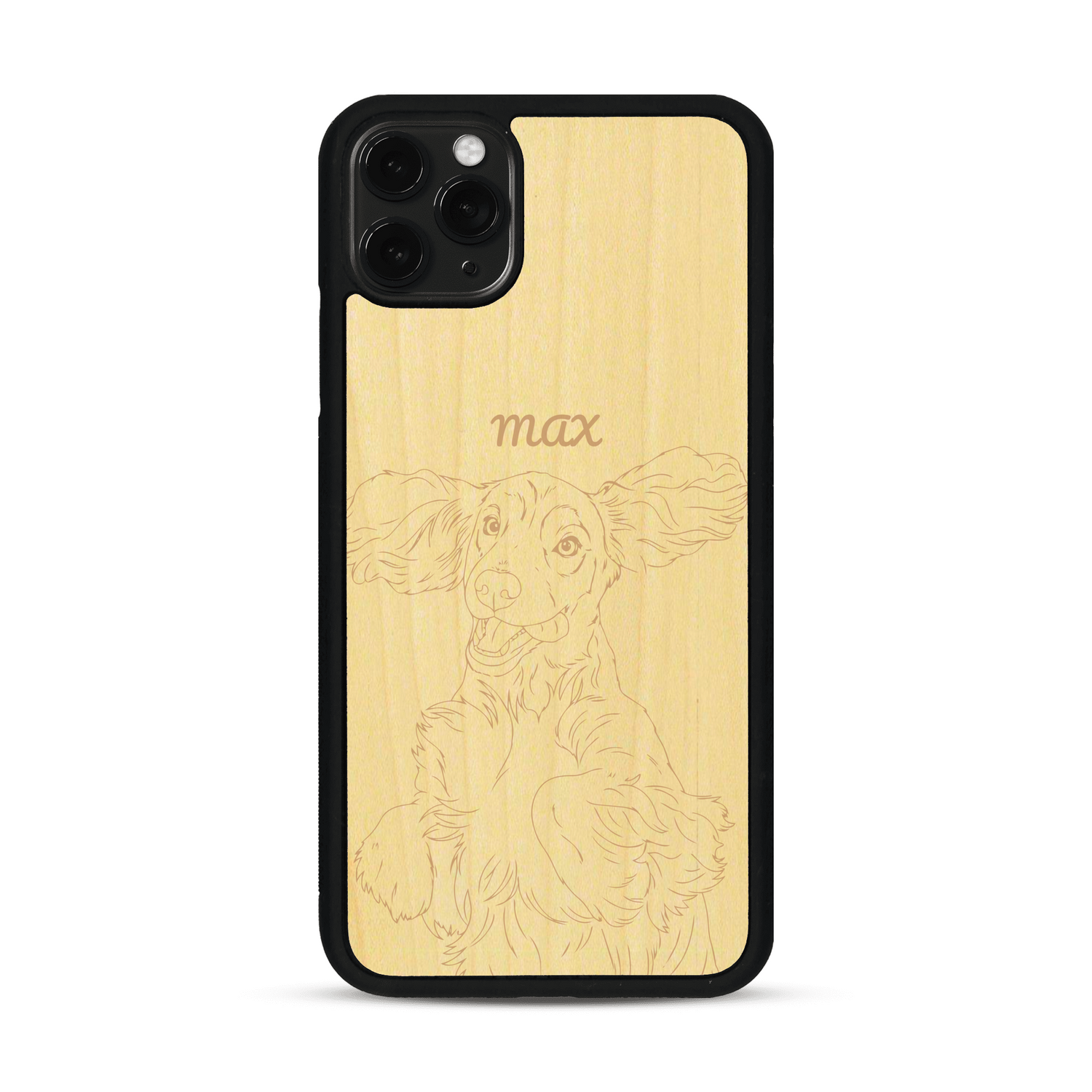 Coque de protection en bois véritable fabriquée en France pour  avec gravure personnalisée à partir d'une photo, d'une image, d'un logo, des initials ou d'une phrase
