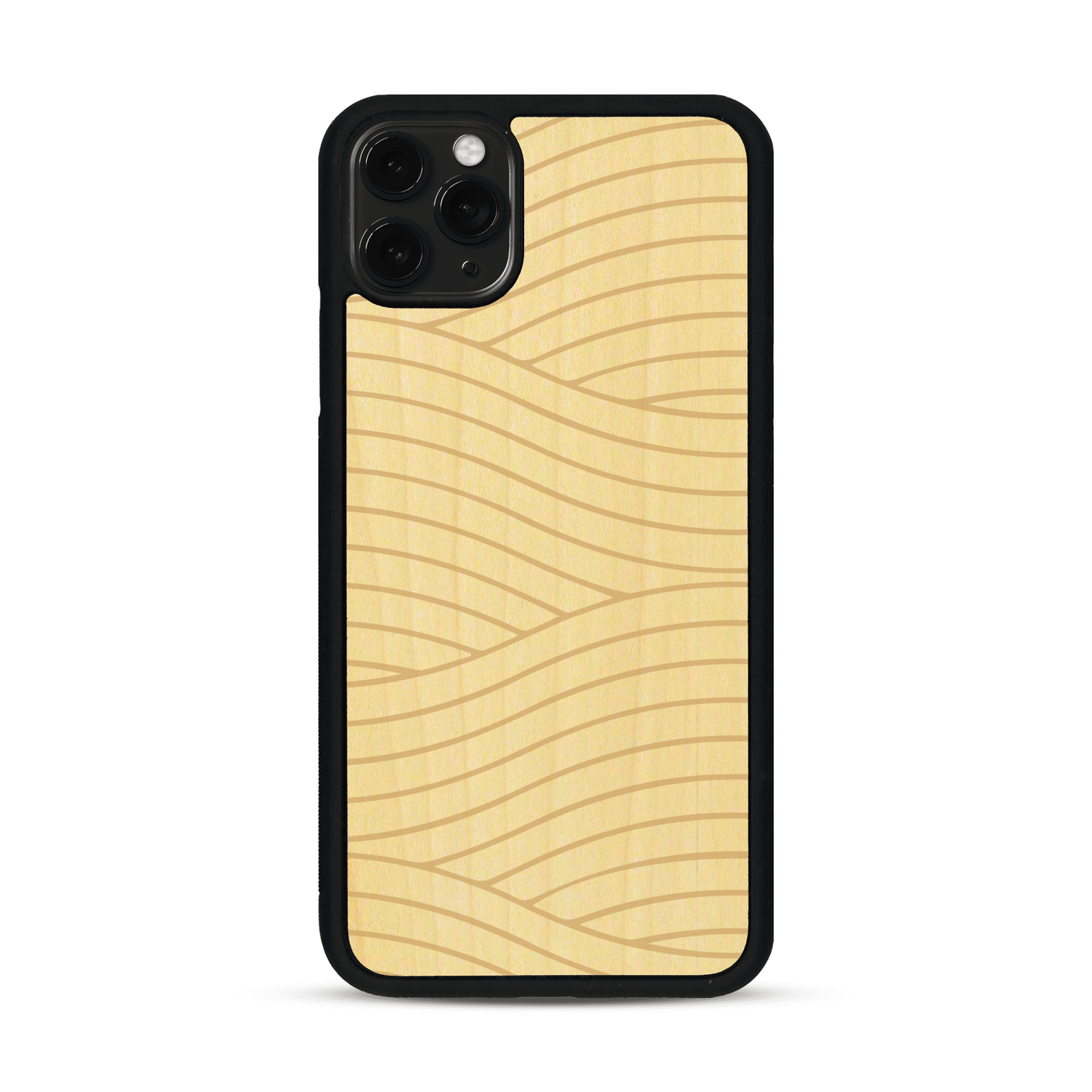 Coque de protection en bois véritable fabriquée en France pour  avec un motif moderne et minimaliste sur le thème waves et wavy représentant les vagues de l'océan