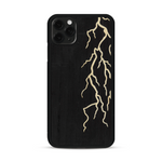 Coque de protection en bois véritable fabriquée en France pour  alliant plusieurs essences de bois pour représenter un éclair divin