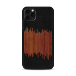 Coque de protection en bois véritable fabriquée en France pour  alliant plusieurs essences de bois pour représenter du magma en fusion