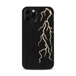 Coque de protection en bois véritable fabriquée en France pour  alliant plusieurs essences de bois pour représenter un éclair divin
