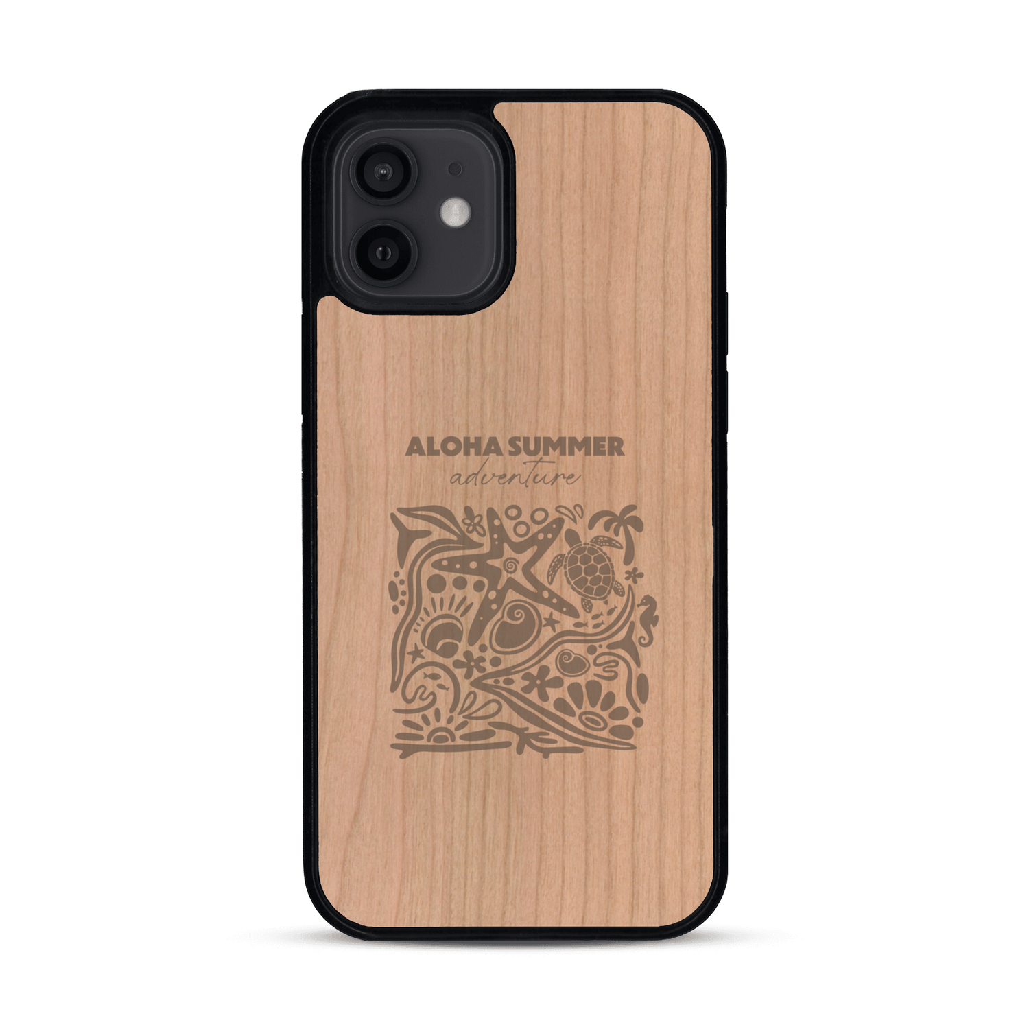 Coque de protection en bois véritable fabriquée en France pour  sur le thème de la plage, de l'été et vanlife.