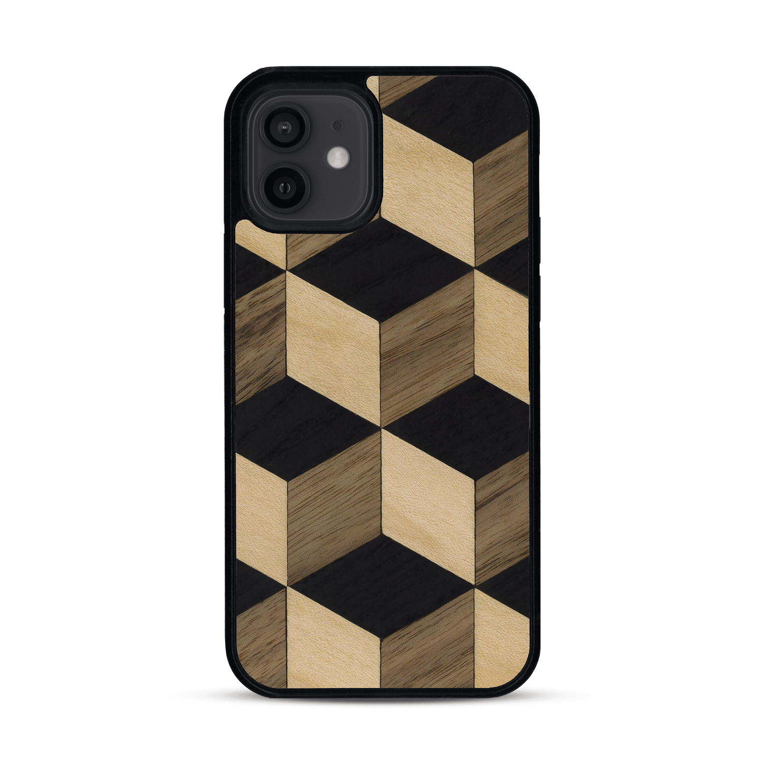 Coque de protection en bois véritable fabriquée en France pour  alliant plusieurs essences de bois pour représenter un classique intemporel de la marqueterie