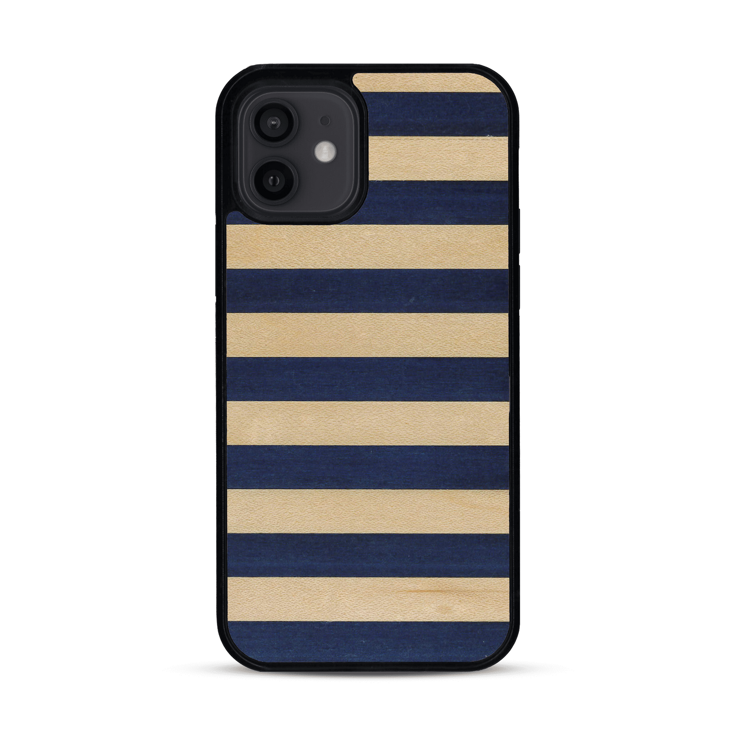 Coque de protection en bois véritable fabriquée en France pour  alliant plusieurs essences de bois pour représenter une marinière