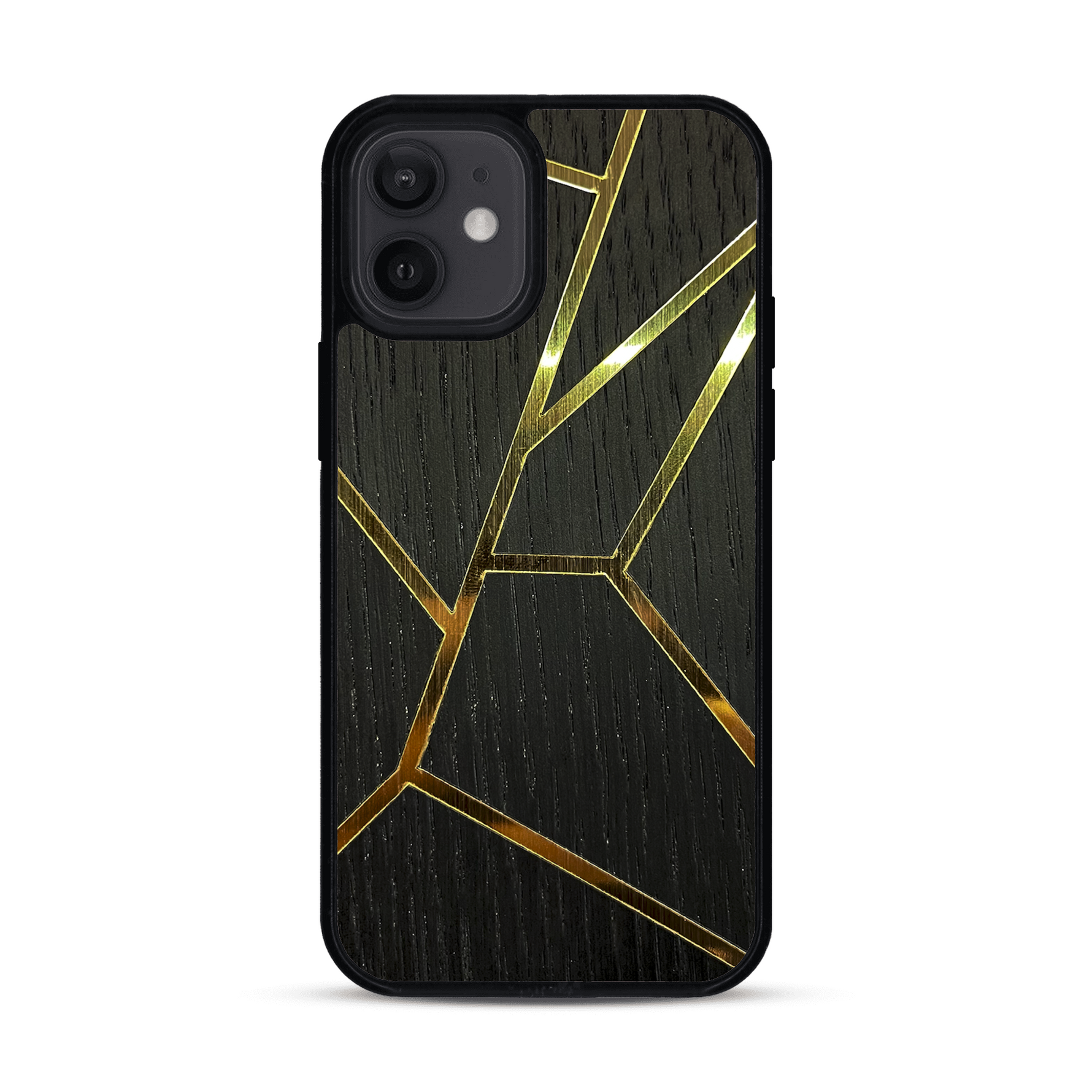 Coque de protection en bois véritable fabriquée en France pour  alliant plusieurs essences de bois pour représenter des fragments design