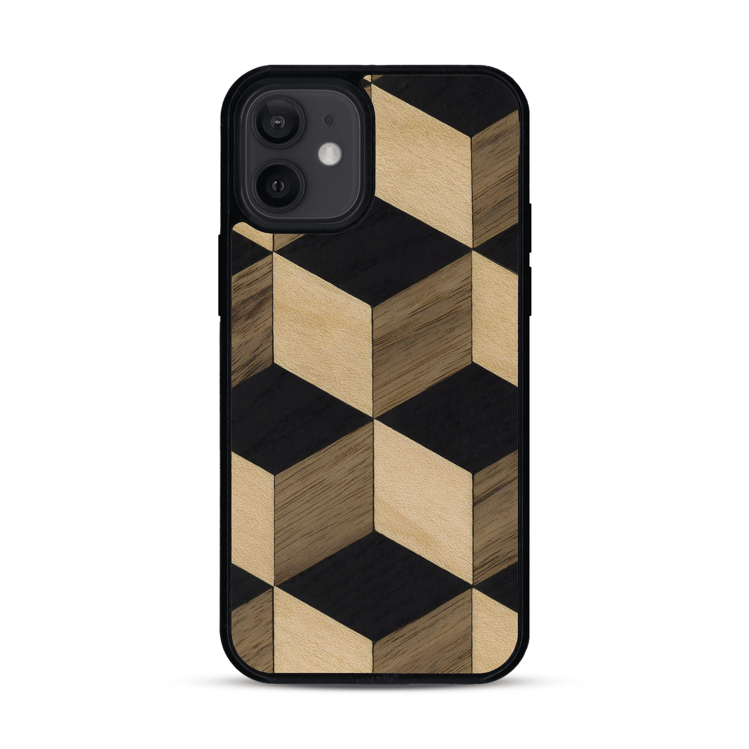 Coque de protection en bois véritable fabriquée en France pour  alliant plusieurs essences de bois pour représenter un classique intemporel de la marqueterie