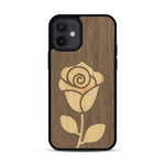 Coque de protection en bois véritable fabriquée en France pour  alliant plusieurs essences de bois pour représenter une rose