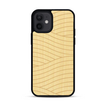 Coque de protection en bois véritable fabriquée en France pour  avec un motif moderne et minimaliste sur le thème waves et wavy représentant les vagues de l'océan