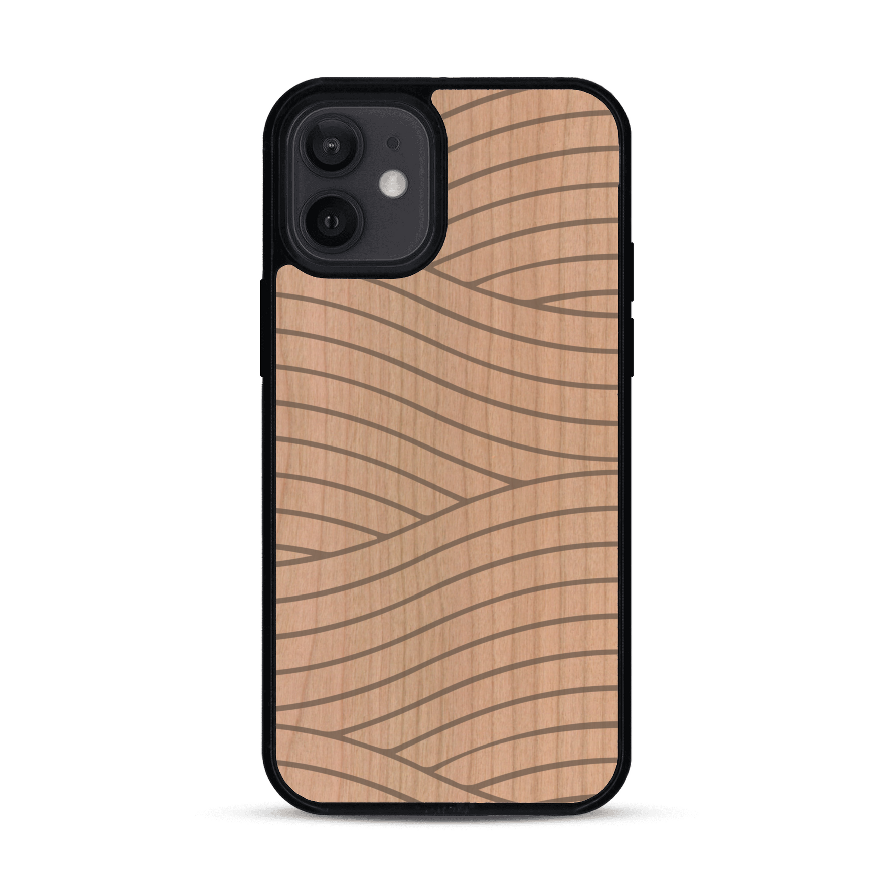 Coque de protection en bois véritable fabriquée en France pour  avec un motif moderne et minimaliste sur le thème waves et wavy représentant les vagues de l'océan