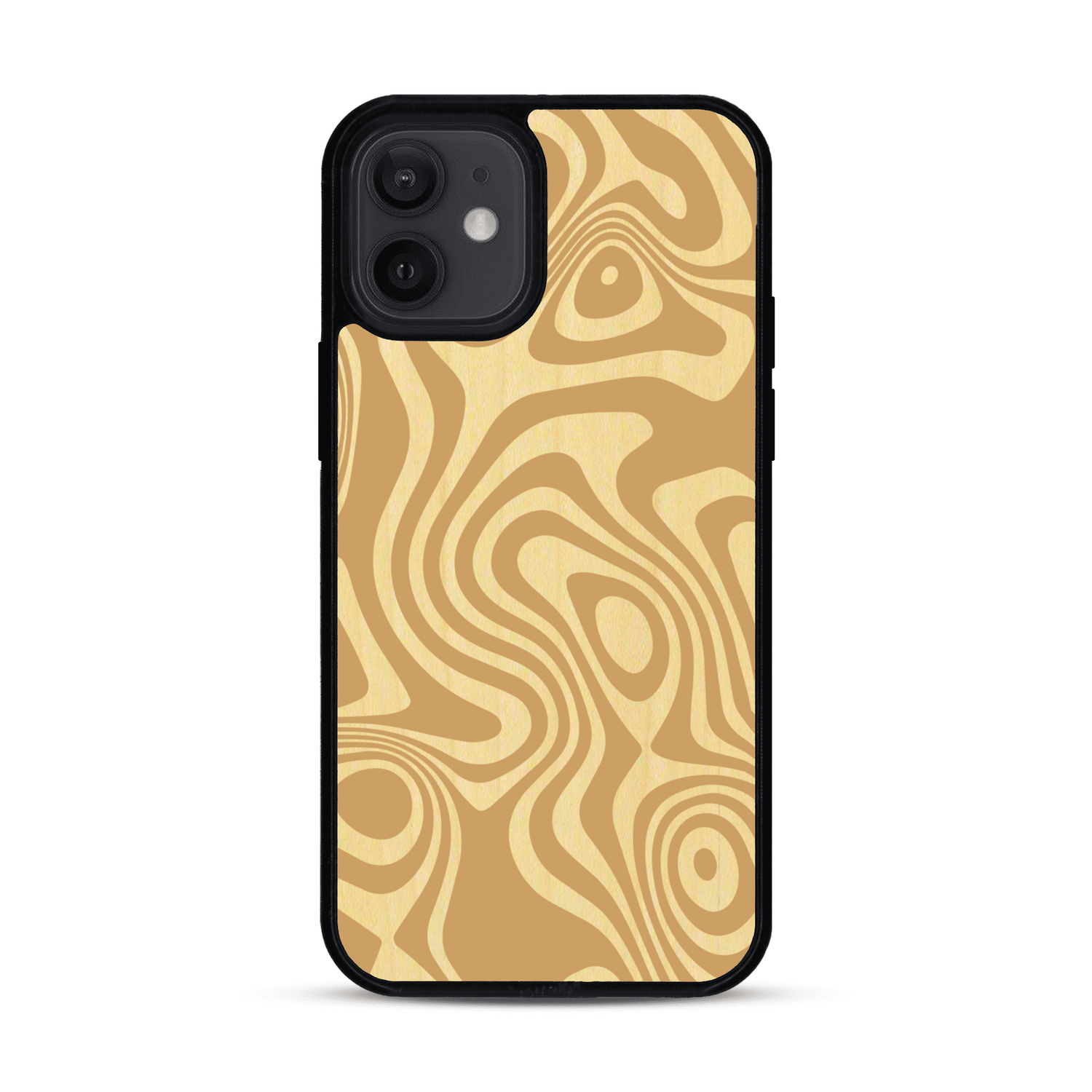 Coque de protection en bois véritable fabriquée en France pour  avec un motif abstrait représentant les mouvements de l'eau