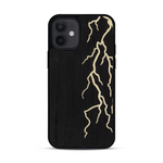 Coque de protection en bois véritable fabriquée en France pour  alliant plusieurs essences de bois pour représenter un éclair divin