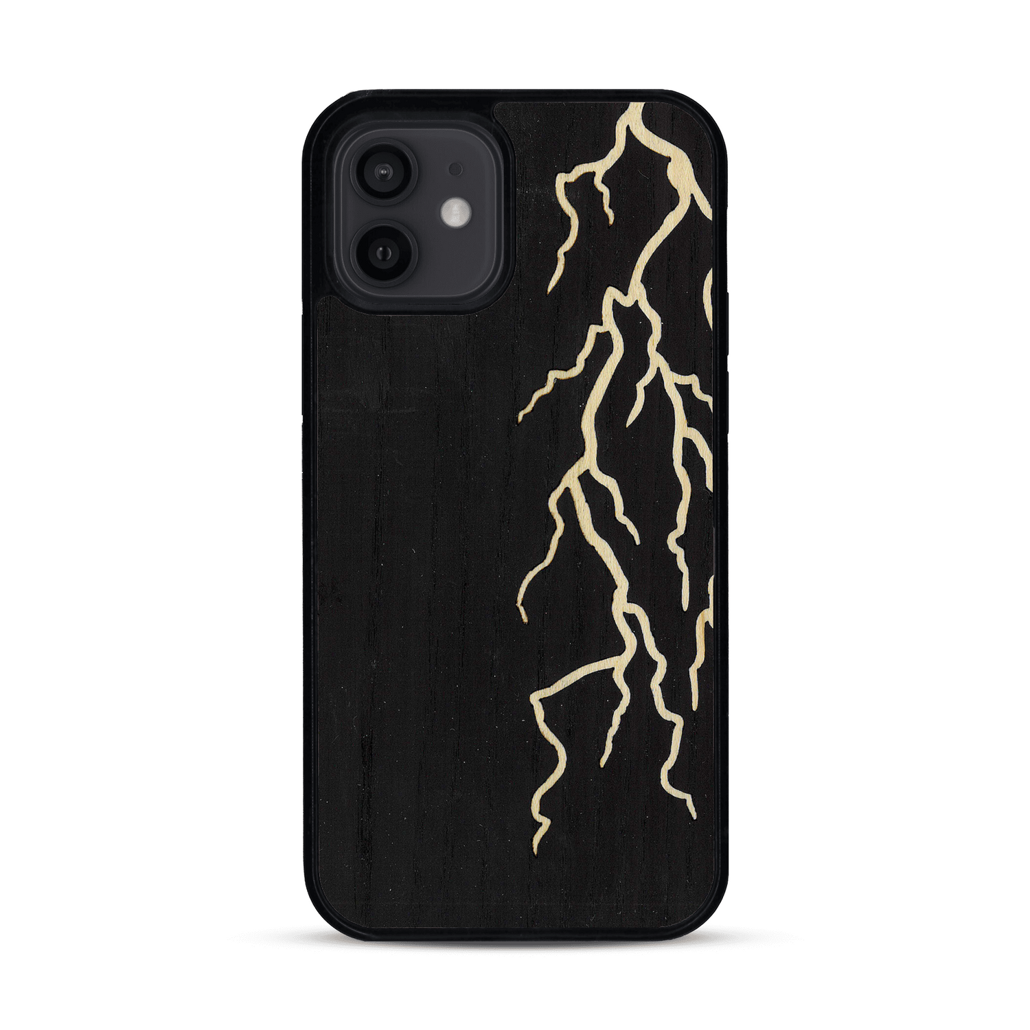 Coque de protection en bois véritable fabriquée en France pour  alliant plusieurs essences de bois pour représenter un éclair divin