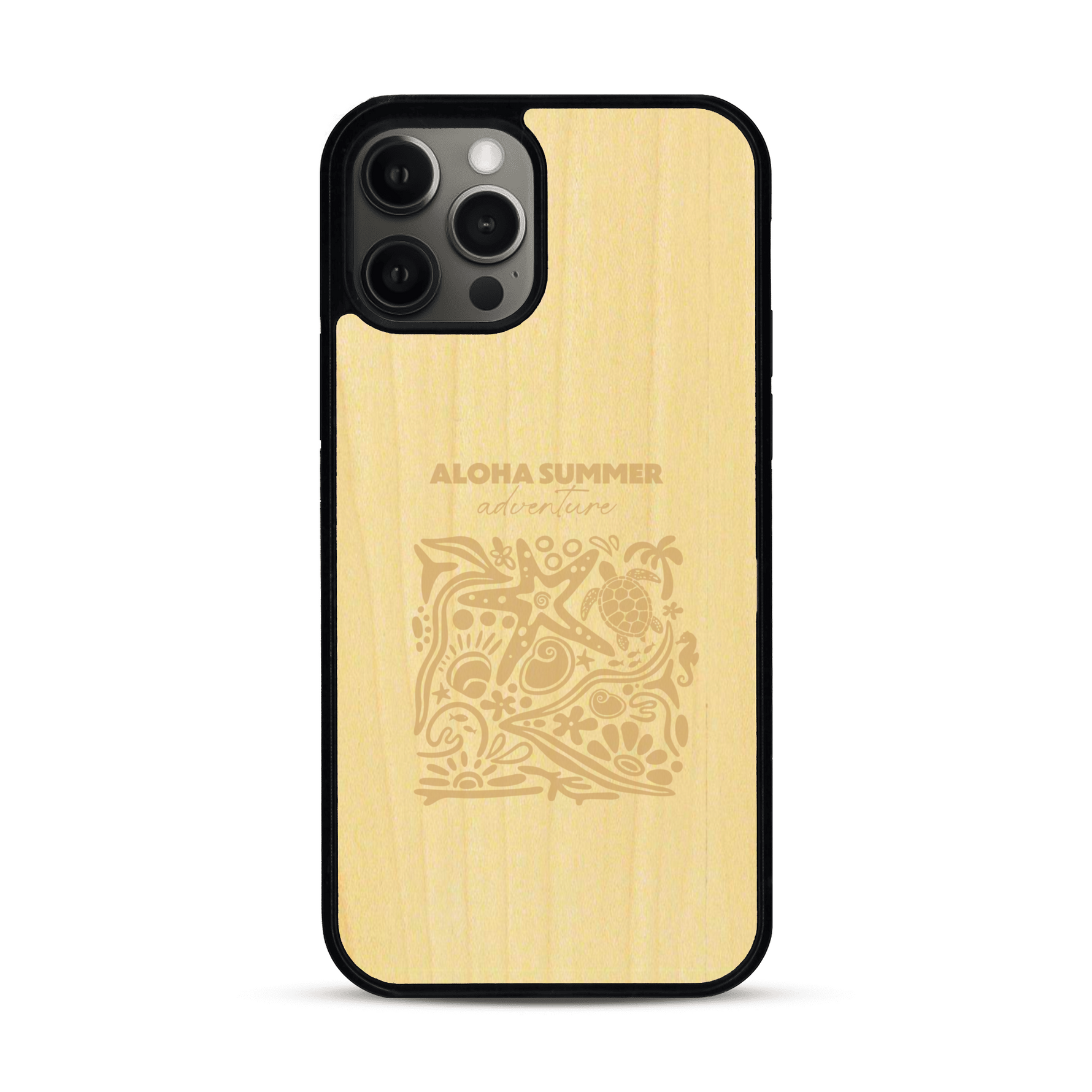 Coque de protection en bois véritable fabriquée en France pour  sur le thème de la plage, de l'été et vanlife.