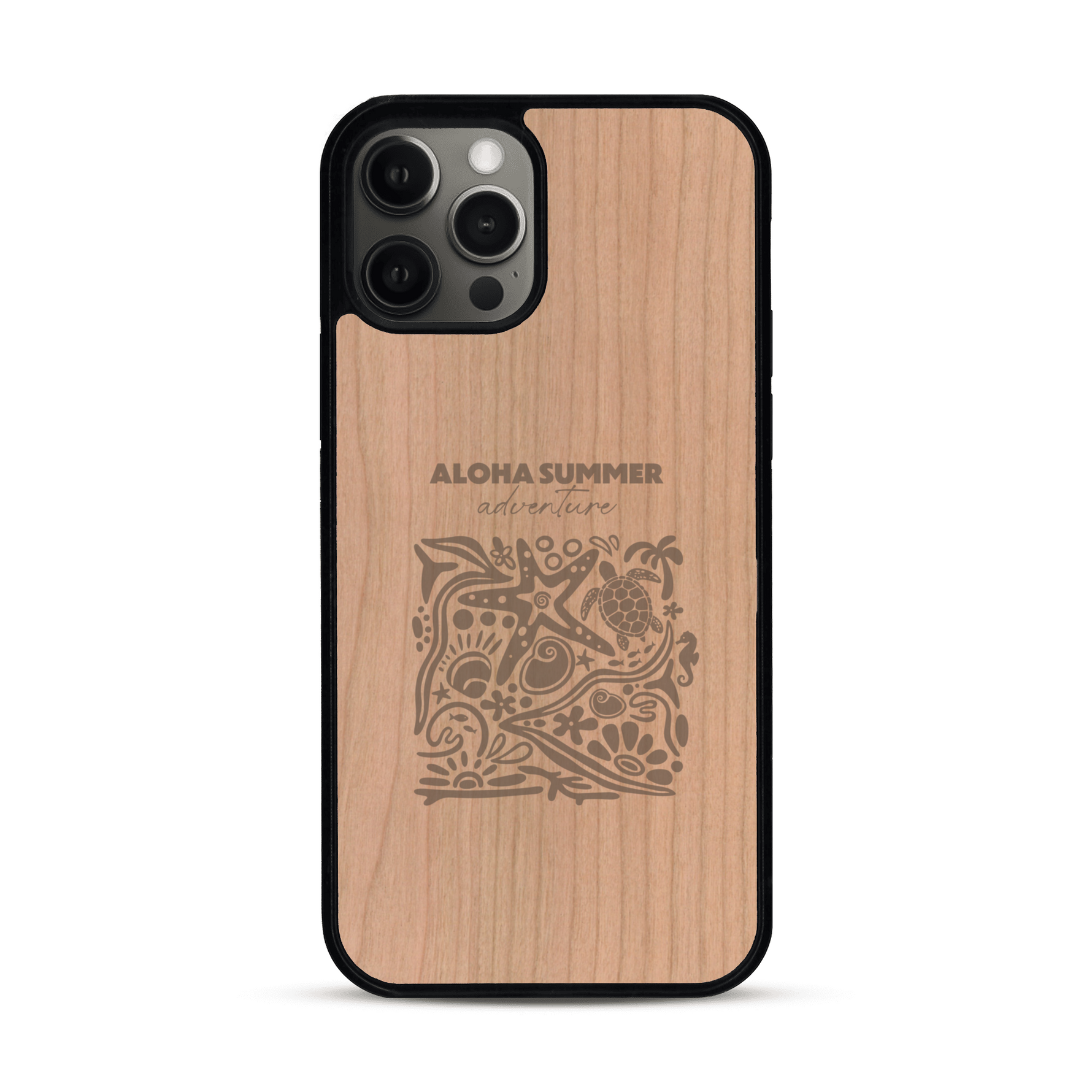 Coque de protection en bois véritable fabriquée en France pour  sur le thème de la plage, de l'été et vanlife.