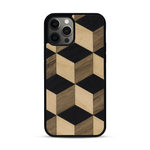 Coque de protection en bois véritable fabriquée en France pour  alliant plusieurs essences de bois pour représenter un classique intemporel de la marqueterie