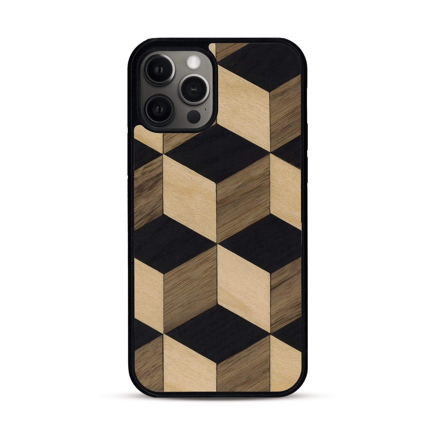 Coque de protection en bois véritable fabriquée en France pour  alliant plusieurs essences de bois pour représenter un classique intemporel de la marqueterie