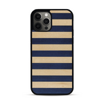 Coque de protection en bois véritable fabriquée en France pour  alliant plusieurs essences de bois pour représenter une marinière