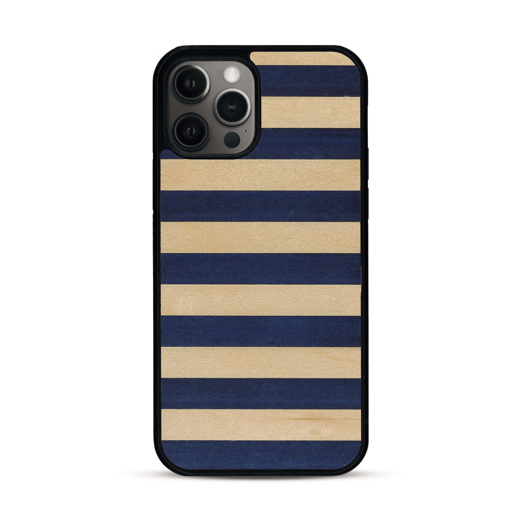 Coque de protection en bois véritable fabriquée en France pour  alliant plusieurs essences de bois pour représenter une marinière