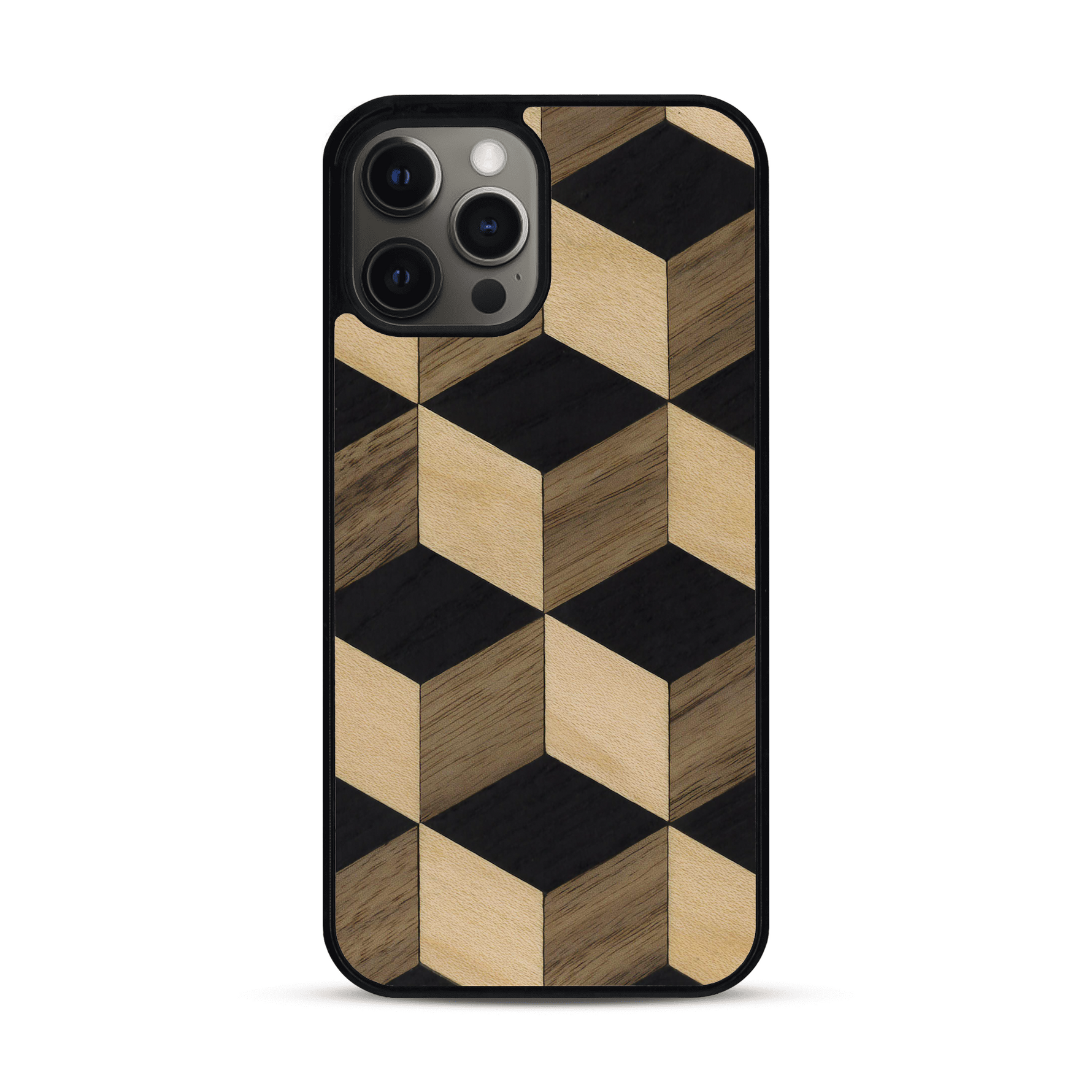Coque de protection en bois véritable fabriquée en France pour  alliant plusieurs essences de bois pour représenter un classique intemporel de la marqueterie
