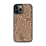 Coque de protection en bois véritable fabriquée en France pour  avec un motif abstrait représentant les mouvements de l'eau
