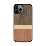 Coque de protection en bois véritable fabriquée en France pour  alliant des bandes horizontales de bambou, merisier et noyer