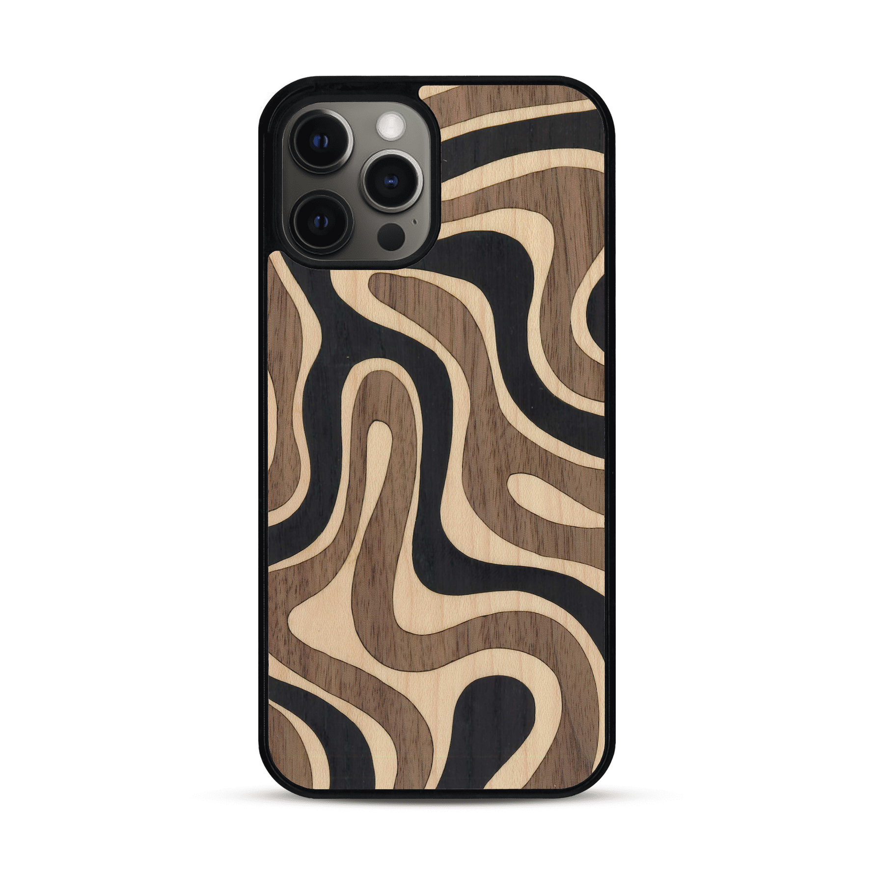 Coque de protection en bois véritable fabriquée en France pour  alliant plusieurs essences de bois pour représenter une ondulation