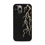 Coque de protection en bois véritable fabriquée en France pour  alliant plusieurs essences de bois pour représenter un éclair divin