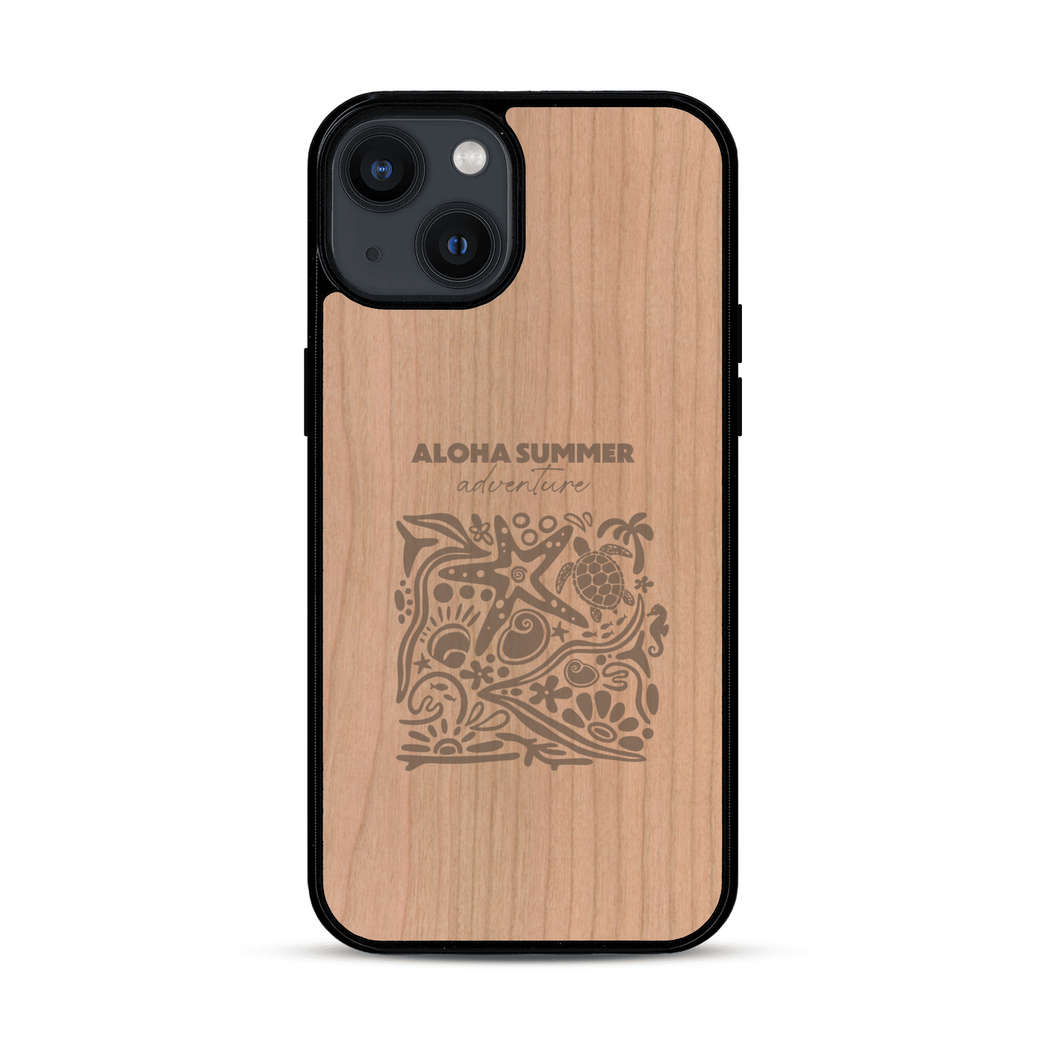 Coque de protection en bois véritable fabriquée en France pour  sur le thème de la plage, de l'été et vanlife.