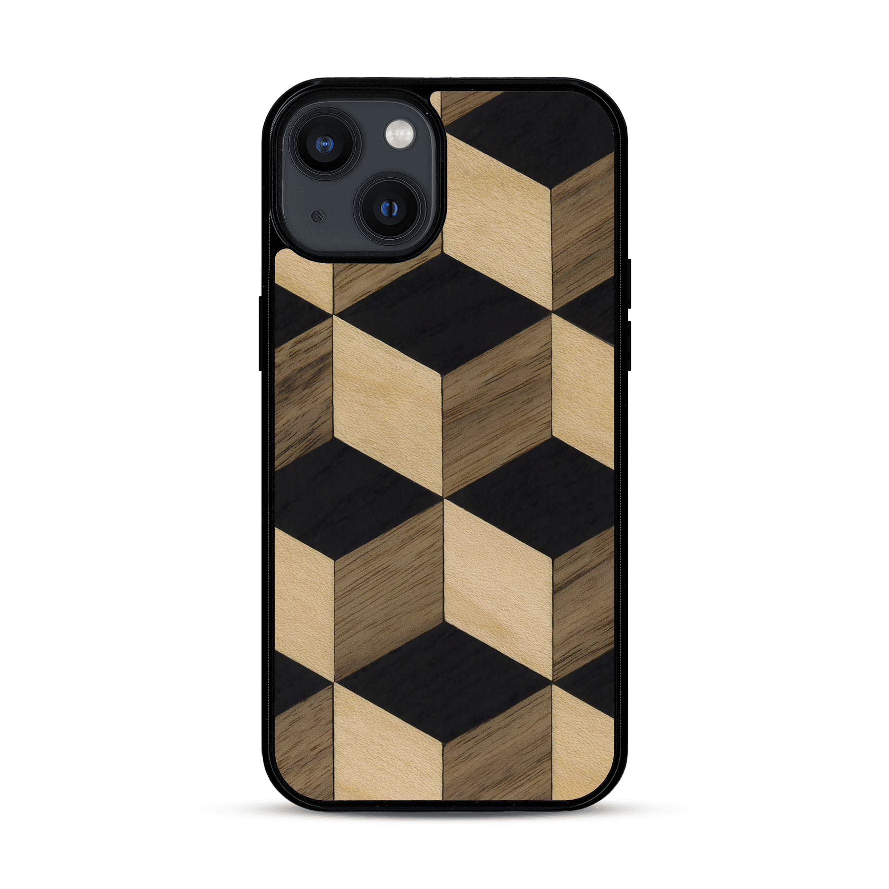 Coque de protection en bois véritable fabriquée en France pour  alliant plusieurs essences de bois pour représenter un classique intemporel de la marqueterie