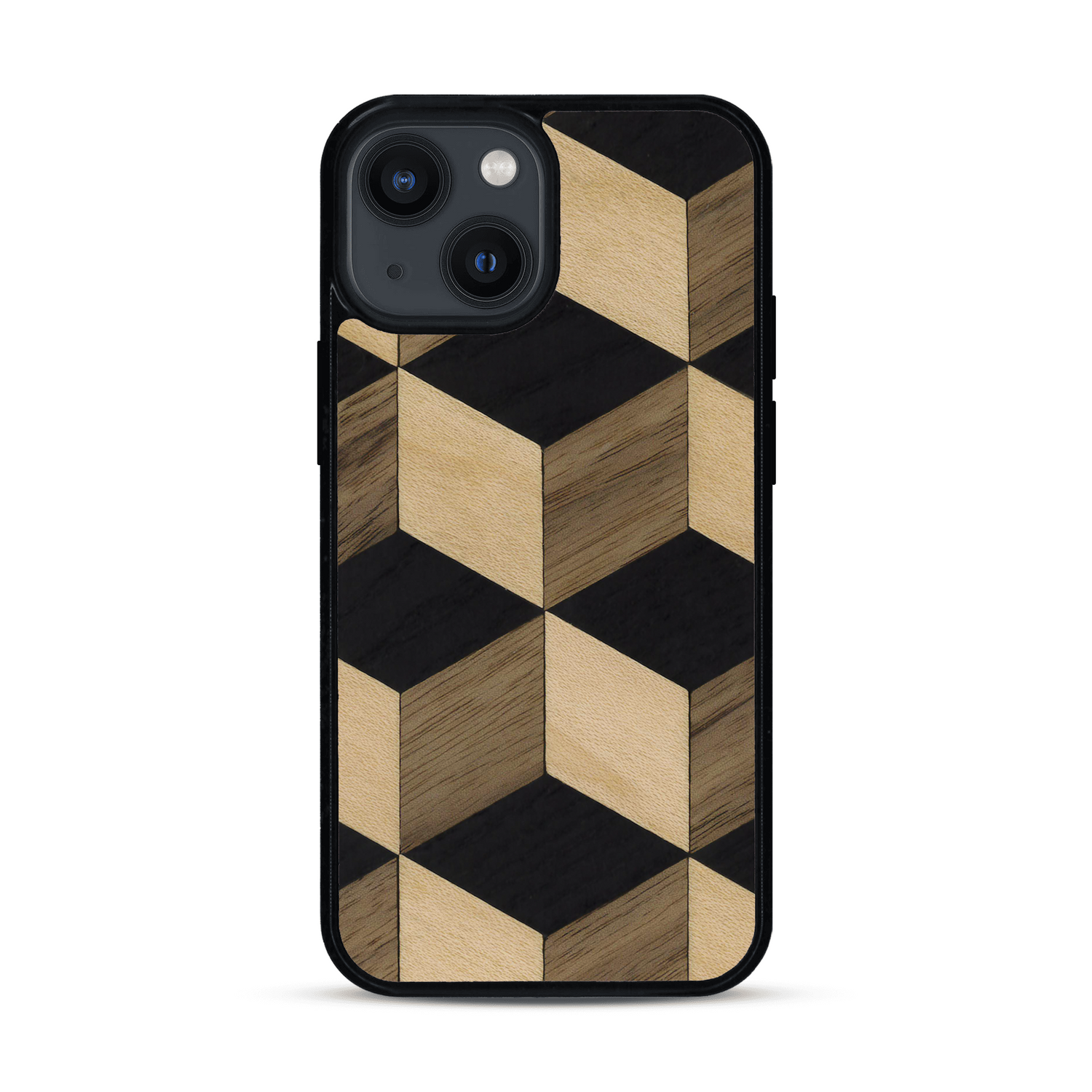 Coque de protection en bois véritable fabriquée en France pour  alliant plusieurs essences de bois pour représenter un classique intemporel de la marqueterie