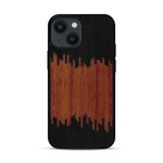 Coque de protection en bois véritable fabriquée en France pour  alliant plusieurs essences de bois pour représenter du magma en fusion