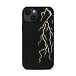 Coque de protection en bois véritable fabriquée en France pour  alliant plusieurs essences de bois pour représenter un éclair divin