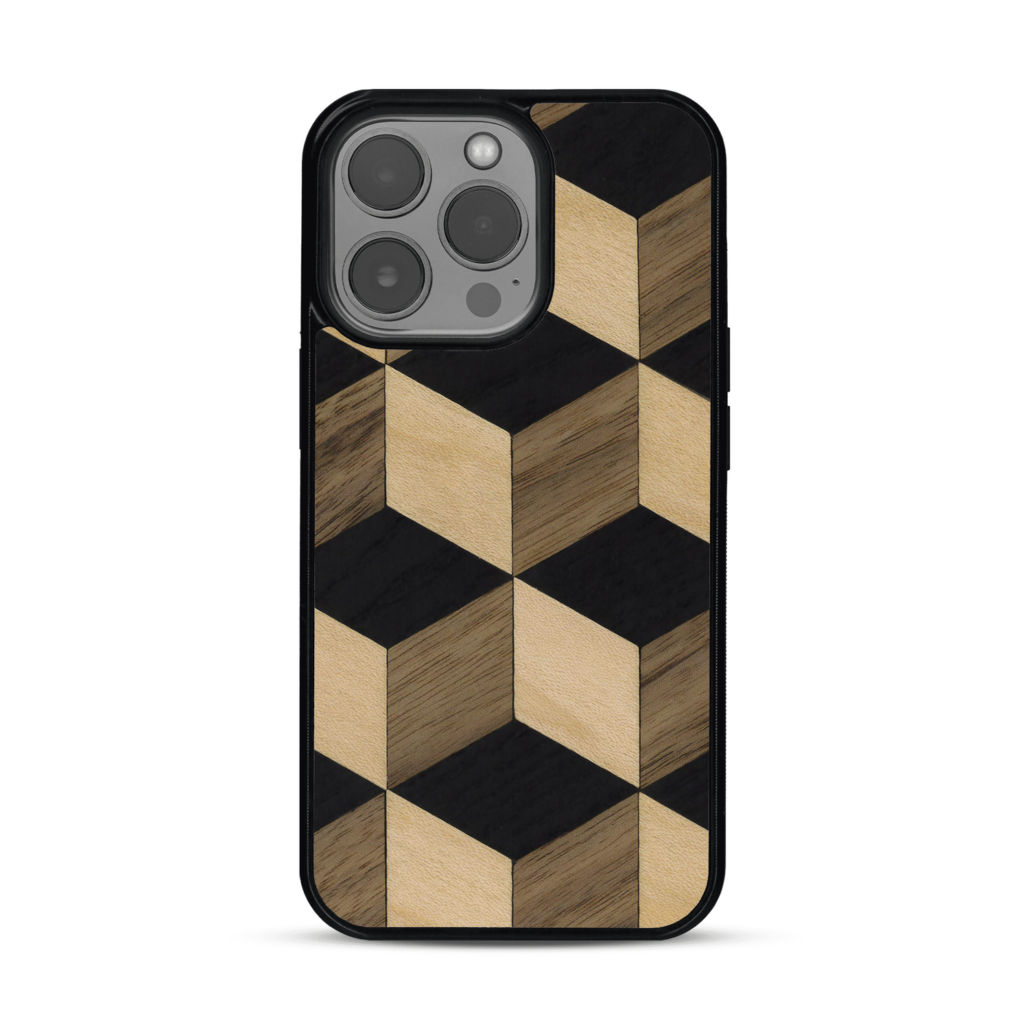 Coque de protection en bois véritable fabriquée en France pour  alliant plusieurs essences de bois pour représenter un classique intemporel de la marqueterie