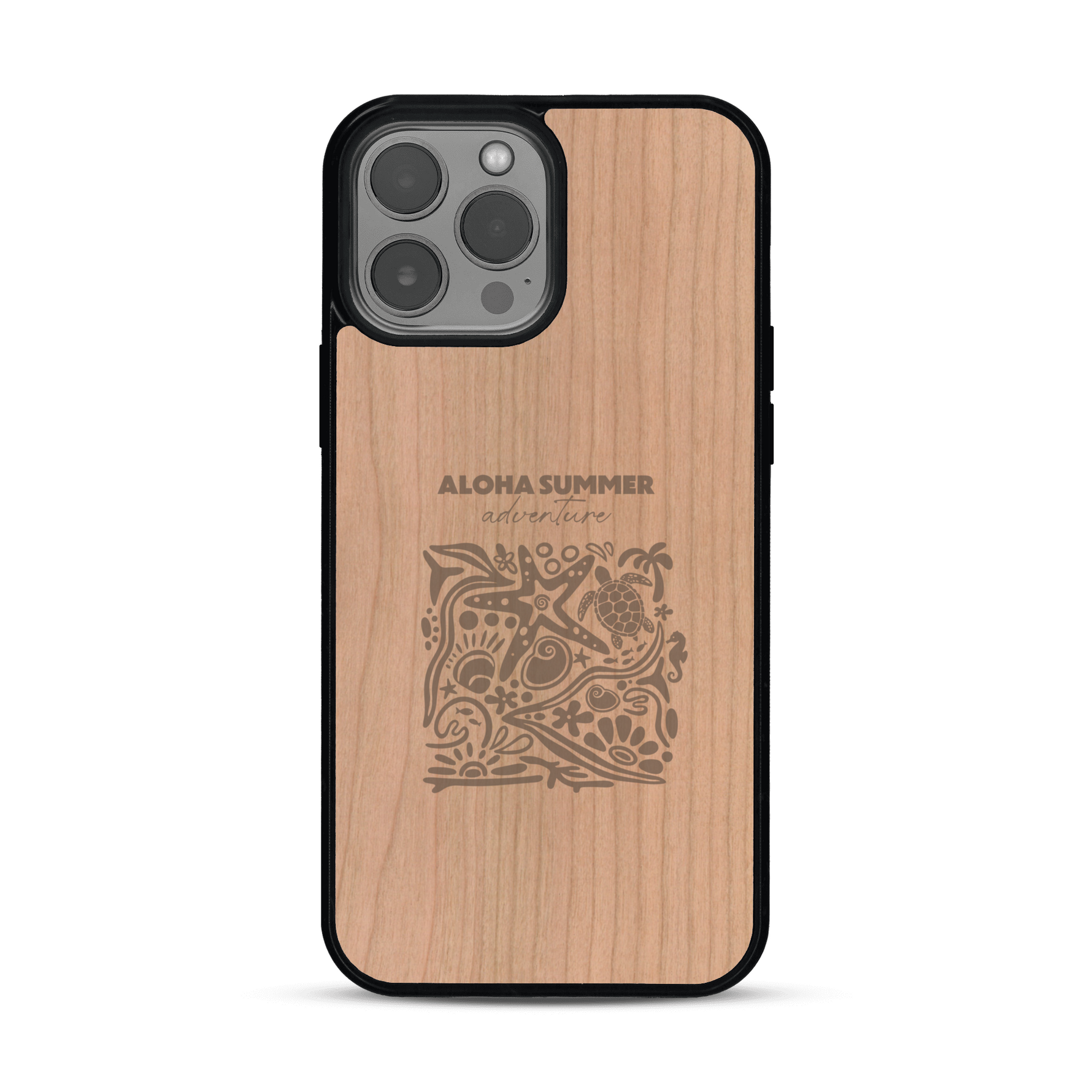 Coque de protection en bois véritable fabriquée en France pour  sur le thème de la plage, de l'été et vanlife.